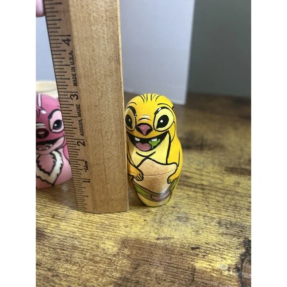 Disney Lilo Stitch Wooden Nesting Dolls Hand Painted Set 7.5 Inch Tall - Picture 6 of 11